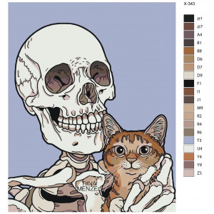 Картина по номерам "Скелет и кошка"
