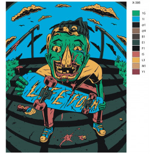 Картина по номерам "Зомби со скейтбордом"