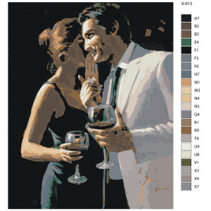 Картина по номерам "Закохана пара з келихами вина"