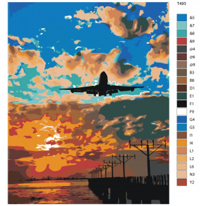 Картина по номерам "Самолет пролетает над морем"