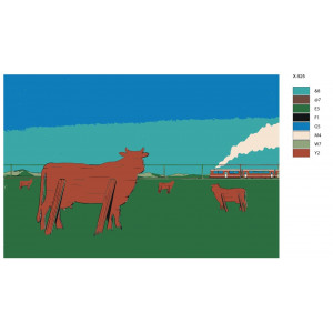 Картина по номерам "Поле деревянных коров"