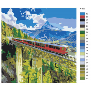 Картина по номерам "Поїзд у горах. Краєвид"