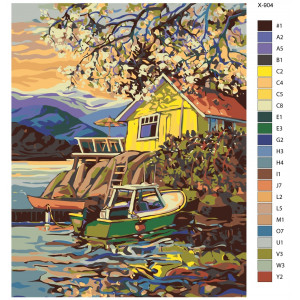 Картина по номерам "Будинок на березі річки. Краєвид"