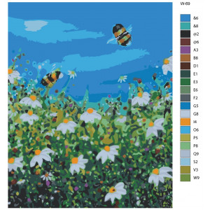 Картина по номерам "Поле ромашок та бджоли"