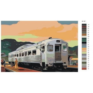 Картина по номерам "Поїзд на тлі заходу сонця"