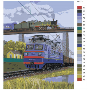 Картина по номерам "Потяг та паровоз"