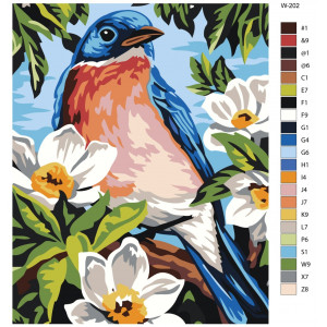 Картина по номерам "Птах на квітучому дереві"