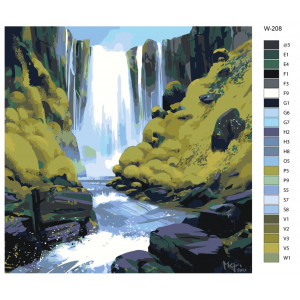 Картина по номерам "Гірський водоспад"