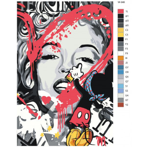 Картина по номерам "Стріт арт. Міккі Маус розфарбовує Мерілін Монро"