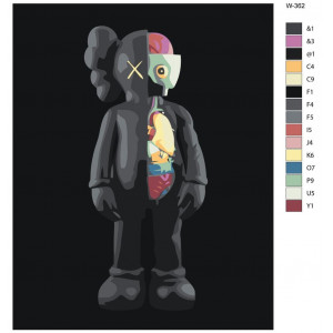 Картина по номерам "Игрушка художника (Брайан Доннелли) KAWS"