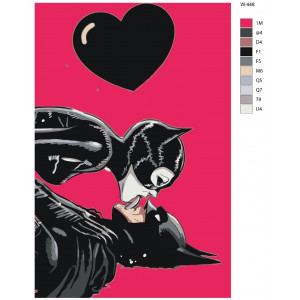 Картина по номерам "Поцілунок Жінки-кішки та Бетмена"