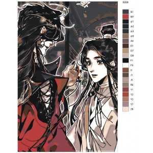 Картина по номерам "Аниме - Благословение небожителей. Чэн Хуа и Лянь Се"