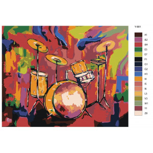 Картина по номерам "Барабаны на разноцветном фоне"