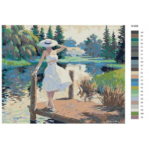 Картина по номерам "Репродукція картини – дівчина на озері. Художник Артур Сарон Сарнофф"