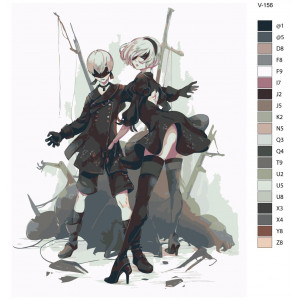 Картина по номерам "Игра Nier Automata. 2B и 9S"