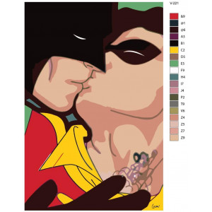 Картина по номерам "Поцілунок Бетмена та Робіна"