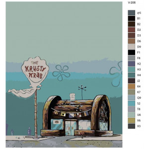 Картина по номерам "Мультсеріал Губка Боб квадратних штанів. Ресторан Красті Краб"