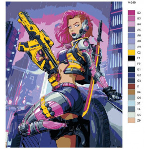 Картина по номерам "Кіберпанк Cyberpunk 2077. Valerie (V) (жіноча іпостась)"