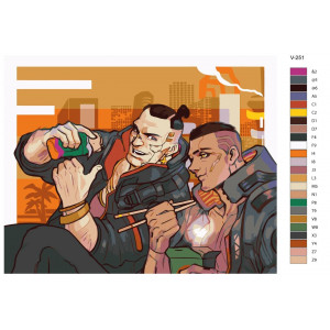 Картина по номерам "Кіберпанк Cyberpunk 2077. Джек Веллс Джакіто (Jack Welles) та Вінсент (V) (Vincent)"