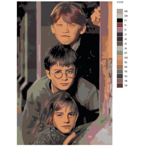 Картина по номерам "Гаррі Поттер (Harry Potter), Герміона Грейнджер та Рон Візлі"