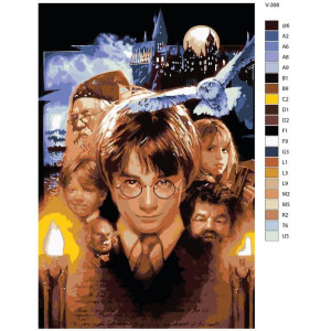 Картина по номерам "Гарри Поттер (Harry Potter). Гарри Поттер и философский камень. Постер."