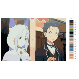 Картина по номерам "Аніме RE:ZERO (РЕ ЗЕРО). Субару Нацукі та Емілія. Natsuki Subaru та Emilia"