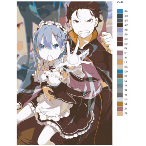 Картина по номерам "Аниме RE:ZERO (РЕ ЗЕРО). Субару Нацуки и Рем. Natsuki Subaru и Rem"