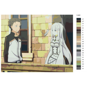 Картина по номерам "Аніме RE:ZERO (РЕ ЗЕРО). Субару Нацукі та Емілія. Natsuki Subaru та Emilia"