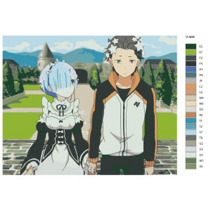 Картина по номерам "Аниме RE:ZERO (РЕ ЗЕРО). Субару Нацуки и Рем. Natsuki Subaru и Rem"