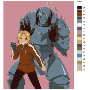 Картина по номерам "Аниме: Стальной Алхимик 2 (Fullmetal Alchemist 2). Эдвард и Альфонс Элрик (Edward Elric и Alphonse Elric)"