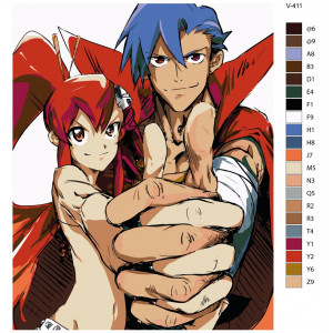 Картина по номерам "Аниме: Гуррен-Лаганн (Gurren-Lagann). Камина и Ёко (Kamina, Yoko Littner)"