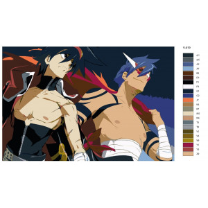 Картина по номерам "Аниме: Гуррен-Лаганн (Gurren-Lagann). Камина и Симон( Kamina, Simon)"