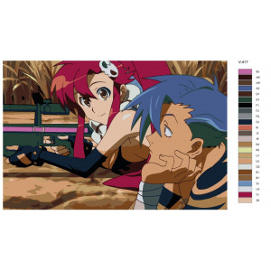 Картина по номерам "Аниме: Гуррен-Лаганн (Gurren-Lagann). Камина и Ёко ( Kamina, Yoko Littner)"