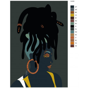 Картина по номерам "Арт африканка с дредами"