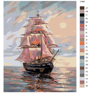 Картина по номерам "Корабель з вітрилом (бриг)"