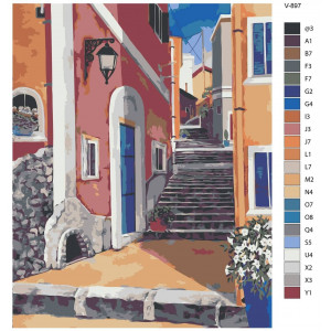 Картина по номерам "Італія. Белладжіо - вулиця з кам'яними сходами"
