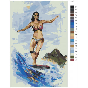 Картина по номерам "Серфінг. Серфер дівчина на хвилі"