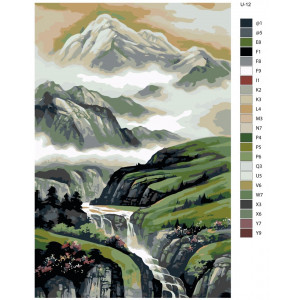 Картина по номерам "Водоспад в оточенні зелених гір"