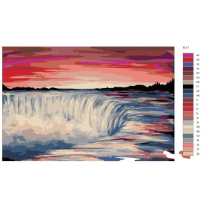Картина по номерам "Водоспад на заході сонця"