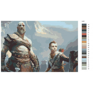 Картина по номерам "Игра God of War. Кратос и Атрей"