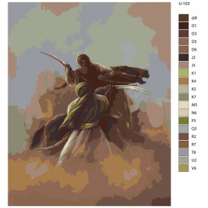 Картина по номерам "Восточные войны. Арабский воин с мечом на лошади"