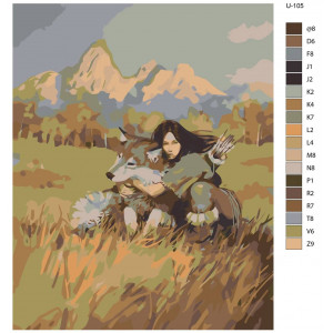 Картина по номерам "Східні війни. Дівчинка-воїн з вовком"