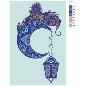 Картина по номерам "Рамадан, мечеть, мусульманська громада. Рамадан Карім красиві візерунки Місяць і лампа"