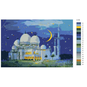 Картина по номерам "Рамадан, мечети, мусульманская община. Белая мечеть в Абу-Даби"