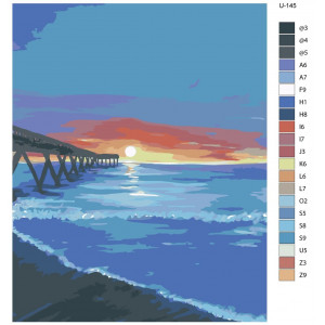 Картина по номерам "Нічне море. Помаранчевий захід сонця"