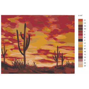 Картина по номерам "Червоний захід сонця в пустелі"