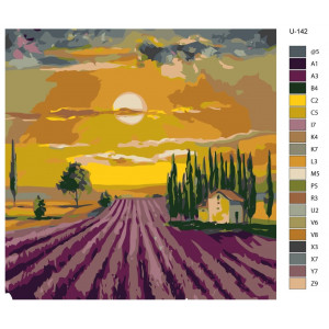 Картина по номерам "Лавандове поле на заході сонця"