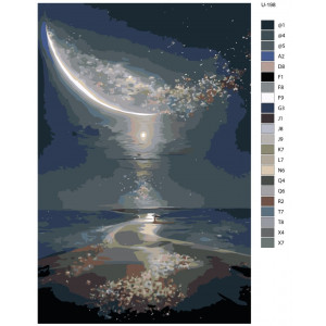 Картина по номерам "Місяць у відображенні моря. Дивовижне поруч"