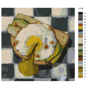 Картина по номерам "Фуд Арт. Бутерброд с авокадо и яичницой"