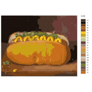 Картина по номерам "Фуд Арт. Хот-дог с горчицей"
